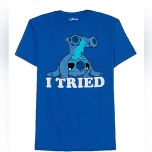 Disney Blue Stitch 'I Tried' T-Shirt Size Large